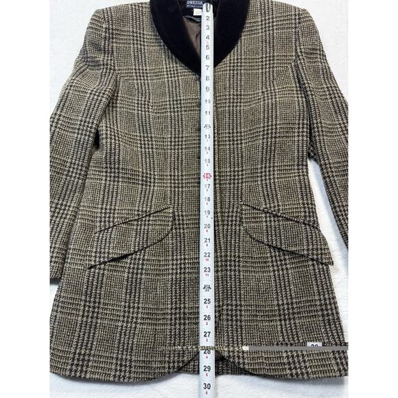 Paul Costelloe Dressage Wool Tweed Blazer Mocha Check Velvet Collar SZ 6 Regal - Picture 11 of 12